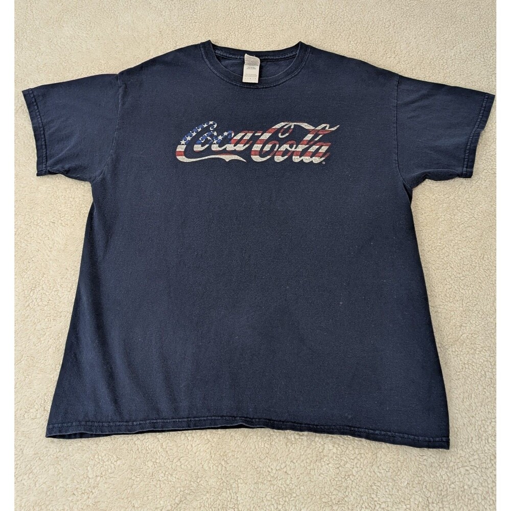 Vintage Coke Coca-Cola Large Patriotic T Shirt Short Sleeve 41 X 26 By Gildan